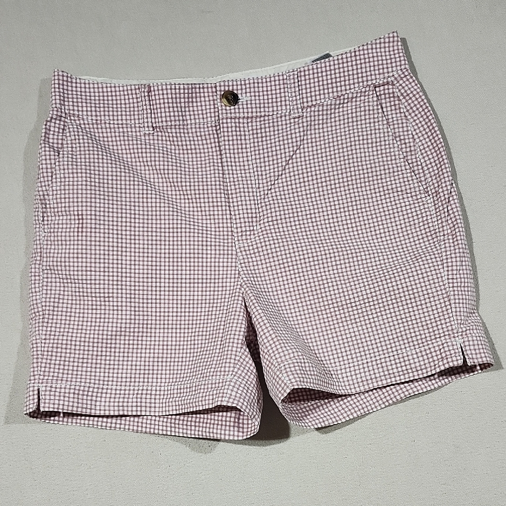Old Navy Womens Pink And White‎ Gingham High Rise Everyday Shorts Size 8